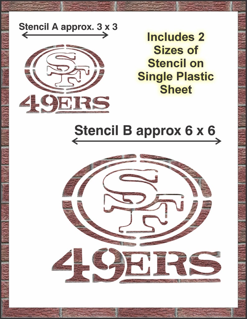 San Francisco 49ers Plastic Stencil Sheet 2 Sizes in 1 3x3 and 6x6 Free ...