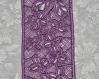 Lace Bookmark, lilacs, done in Lavender