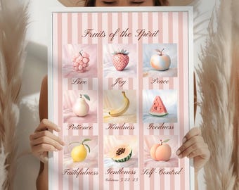 Fruits of the Spirit Watercolor Print: Modern Christian Wall Art (Digital Download)