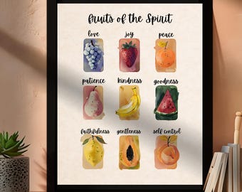 Fruits of the Spirit Watercolor Print: Modern Christian Wall Art (Digital Download)