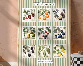 Fruits of the Spirit Watercolor Print: Modern Christian Wall Art (Digital Download)