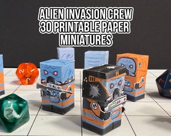 Grey SciFi Aliens: Printable Paper Miniatures (28mm) for Wargaming & Roleplaying TTRPG