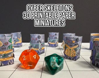 Cyber Skeleton Necrons: Printable Paper Miniatures (28mm) for Sci-Fi Wargaming / Roleplaying and TTRPG