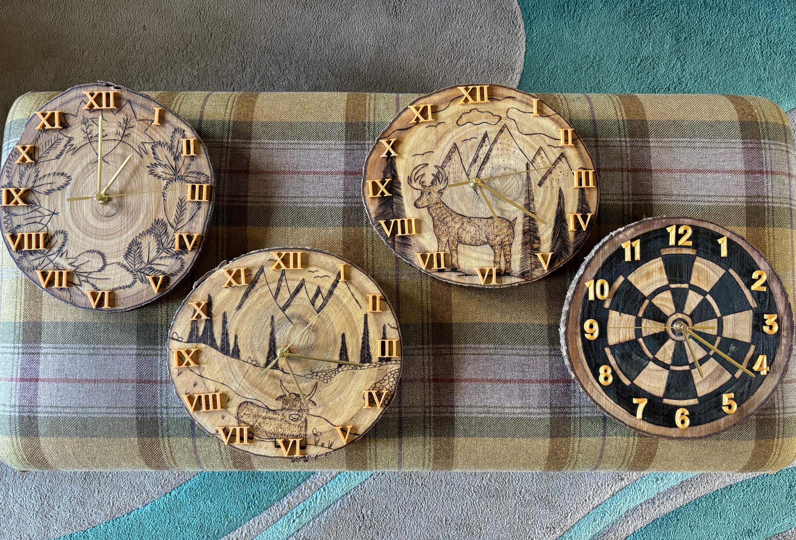 ハンドメイド ウッドバーニング 時計 ウッドバーニング ハンドメイド 