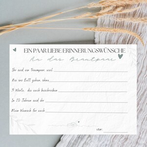 Hochzeitskarte Erinnerungswünsche | Ausfüllkarte für das Brautpaar | Hochzeitsgästebuch Vorlage | PDF Download | Hochzeitsspiel