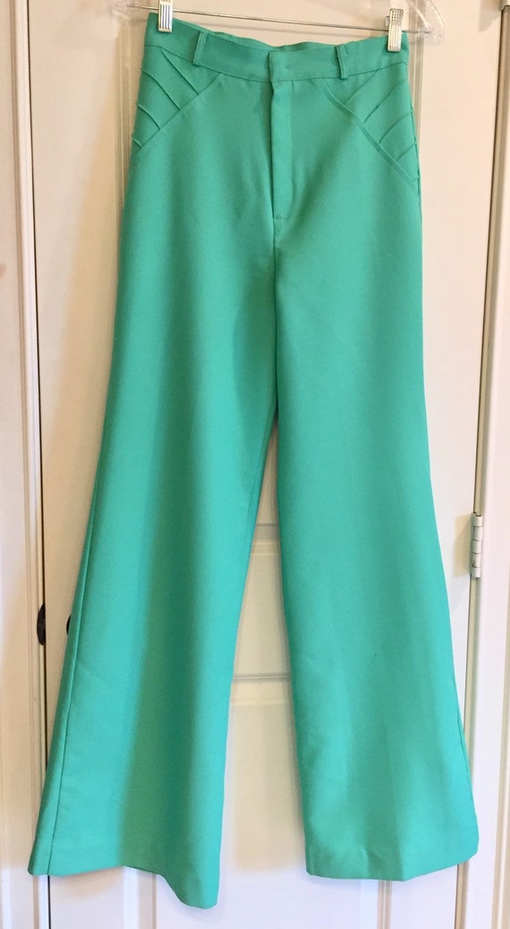 Vintage 1970s Seafoam Green Double Knit Pants