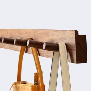 Modern Solid Walnut Wood Coat Rack,Magnetic Hook Rack,Rustic Farmhouse Decor Space Saving,Wooden Towel Holder,Multifunctional Wall,giftware