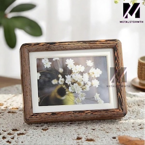 Rustic Walnut Teak Beechwood,Hardwood Photo Frame,6&quot; to 16&quot; Real Wood Picture Frame,Handmade Solid Natura,Engagement Anniversary Gift
