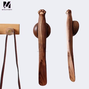 Walnut shoehorn,long handle wooden shoe horn with magnetic holder,wooden shoehorn,Gifts for Her, Motherhood Gifts,Gifts,Cat&#39;s claw shoehorn