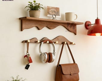 Porte-manteau moderne en bois de noyer massif, décoration de ferme rustique, porte-manteau magnétique peu encombrant, porte-manteau mural multifonctionnel, chapeau, rangement des serviettes