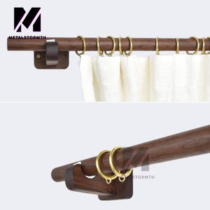 Curtain Rod holder,Pole holder,Leather Strap curtain hanger,Curtain Rod bracket,Curtain Rod,Custom Wood Curtain Rod,Curtain Rod,Maple