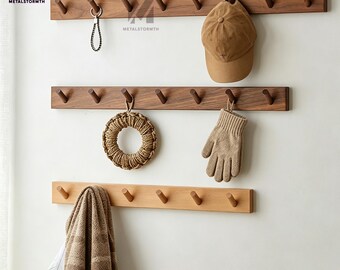 Porte-manteau moderne en bois de noyer massif, patère magnétique, décoration de ferme rustique, gain de place, porte-serviette en bois, mur multifonctionnel, article cadeau