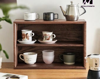 Kaffee Tee Tasse Tasse Halter, Exquisites Massivholz Regal, Cubby Küchenregal, Kaffeebar, Funktionales Lagerregal, Cubby Küchenregal