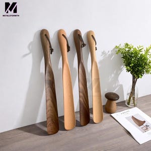 Black walnut shoe,horn 30 inches long.Laser engraving.Gift for Christmas,Walnut shoehorn, long handle wooden shoe horn with magnetic holder