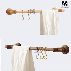 Support mural pour sèche-linge avec suspension longue, Fabriqué à la main en bois massif naturel, Présentoir de salle de bain, Serviette en bois, Éléments fonctionnels, Décoration d&#39;intérieur
