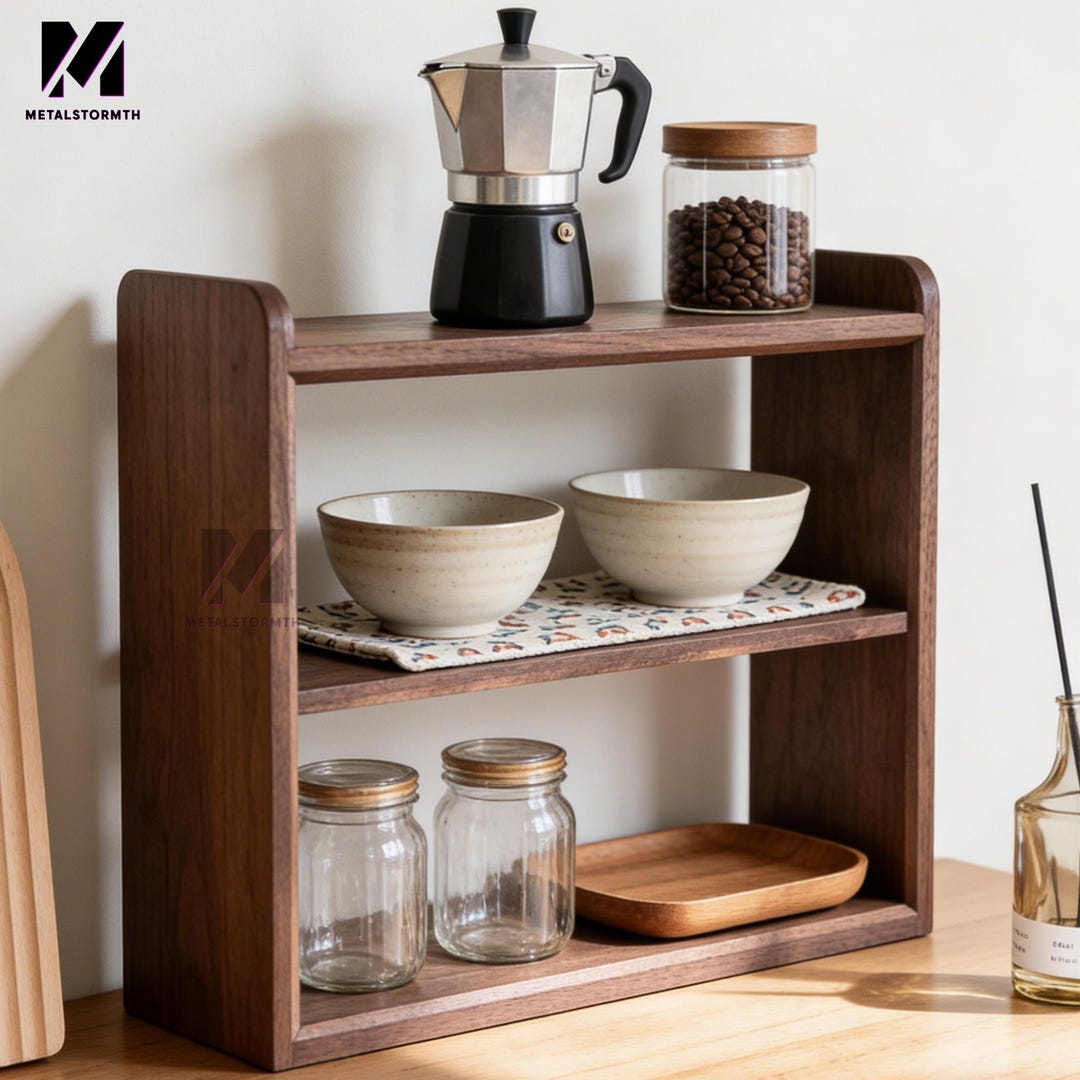 Cup Rack For Table Coffee Storage,rack With Drawer,solid Wood Cup Storage Rack,three-layer ...
