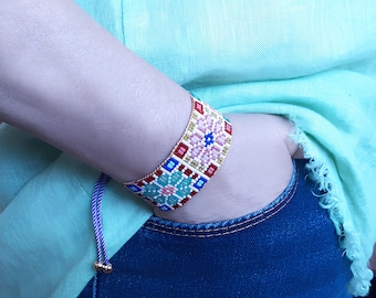 Pulsera colorida de cuentas de semillas Miyuki, pulsera bohemia ajustable