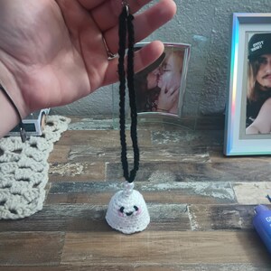 Amigurumi crochet cute ghost to hang from rearview mirror