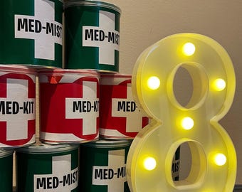 Med Kit & Med Mist Lables, Gamer party supplies, Pringles 1.3 oz Labels