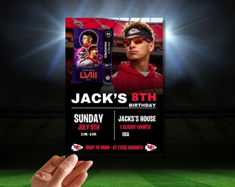 Patrick Mahomes Birthday Invite, Kansas City Chiefs, KCC, Mahomes Merch, Digital Download