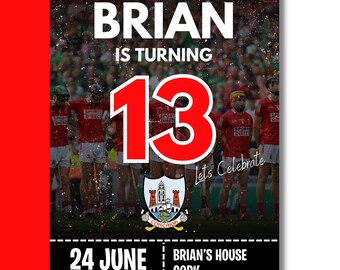 Cork GAA Birthday Invitation - Editable Canva Template (Digital Download)