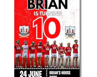 Cork GAA Birthday Invitation - Editable Canva Template (Digital Download)