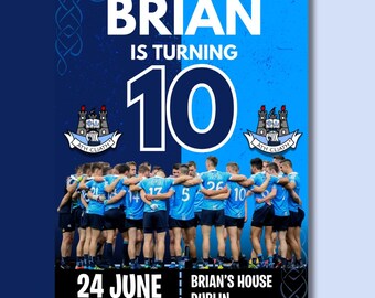 Dublin GAA Birthday Invitation - Editable Canva Template (Digital Download)