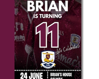Galway GAA Birthday Invitation – Editable Sports Invite (Digital Download)