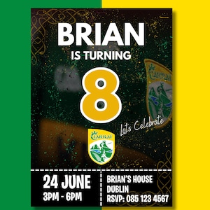 Co. Kerry GAA Birthday Invitation - EDITABLE - Instant Download - Canva Editable Template - Gaelic Football invitation - Sports invitation
