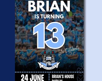 Dublin GAA Birthday Invitation - Editable Canva Template (Instant Download)