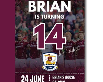 Galway GAA Birthday Invitation – Editable Canva Template (Digital Download)