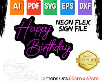 Happy Birthday Neon Flex Sign Template (Digital Download)