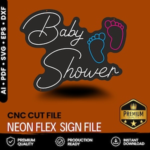 Baby Shower Neon Flex Sign SVG Template (Digital Download)