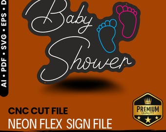 Baby Shower Neon Flex Sign SVG Template (Digital Download)