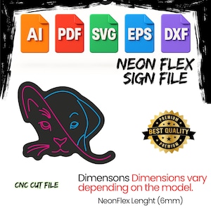 Cat & Dog petshop Neon Flex Sign Template: CNC Router Vector File (Digital Download)