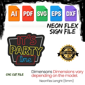 IT'SPARTYTIME Neon Flex Sign Template: CNC Router Vector File (Digital Download)
