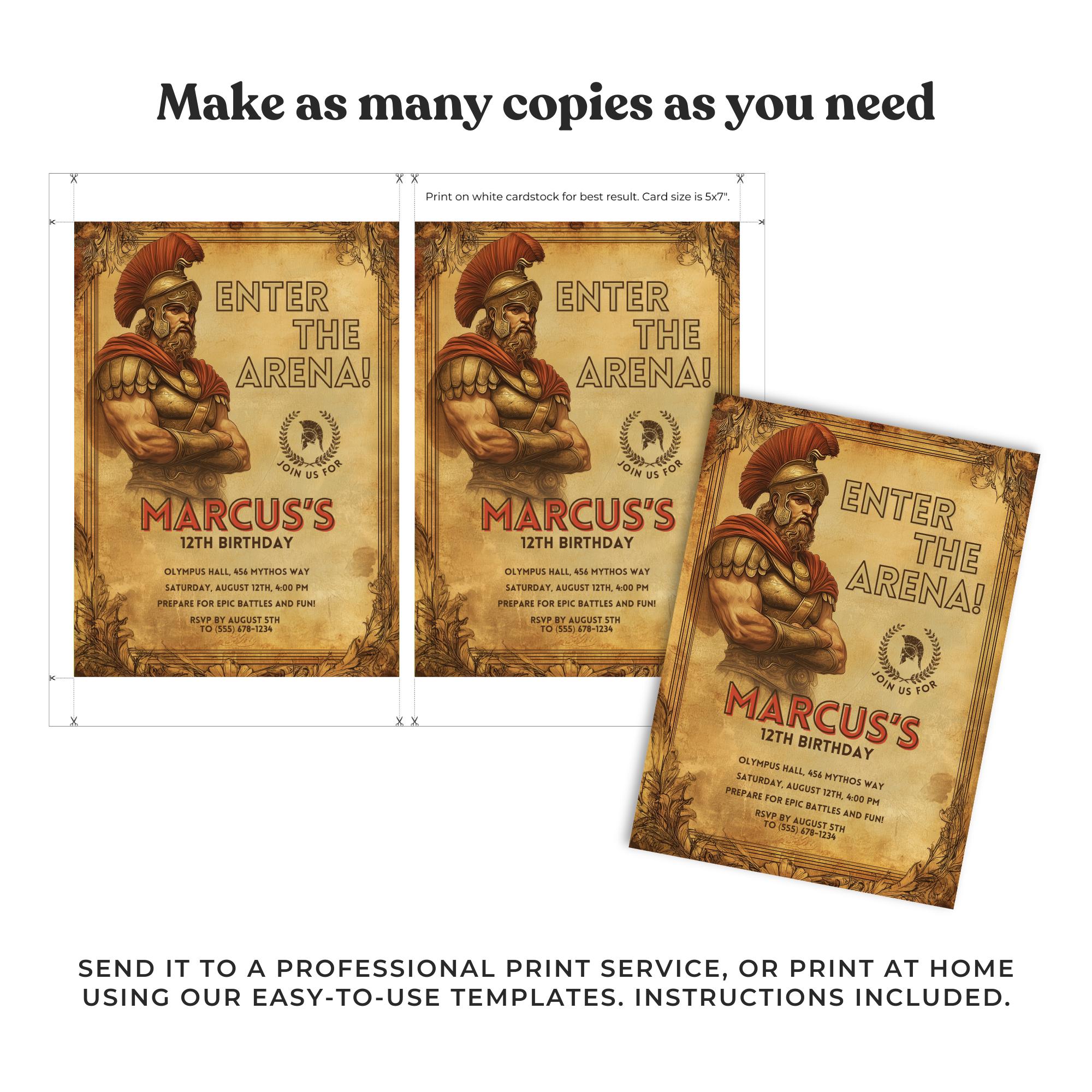 Gladiator Birthday Invitation: Ancient Rome Party, Editable Canva ...