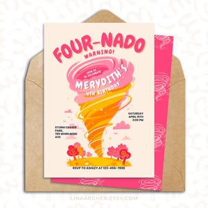 Tornado Birthday Invitation - Twister Birthday Party - Editable Canva Template - Storm Chaser Theme - Instant Download
