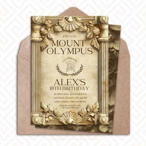 Griechische Mythologie Geburtstag einladen | Toga Party Einladung | Bearbeitbare Canva Vorlage Sofort | Percy Jackson-Geburtstagseinladung | MEGUIB