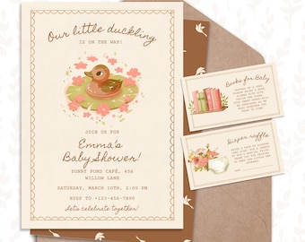 Mallard Duck Baby Shower Invitation: Editable Canva Template (Digital Download)