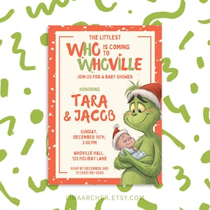 Grinch Baby Shower Invite - Whoville Baby Shower Invitation - Christmas Baby Shower - Editable Digital Invitation - Instant Download