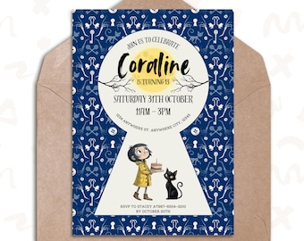 Coraline Birthday Invitation | Editable Template | Digital Download | Customizable Coraline Party Invite | 7TQLI6
