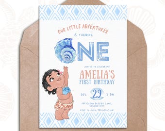 Little Adventurer 1st Birthday Invitation: Hawaiian Theme (Editable Template, Instant Download)