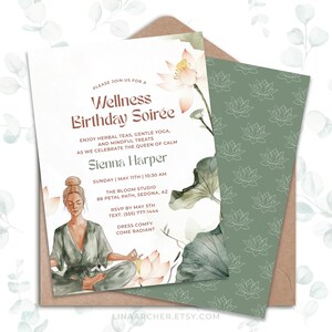 Faire-part d'anniversaire bien-être • Modèle sur toile modifiable • Fête de soins personnels inspirée du spa pour elle • JE3KLR
