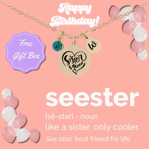 Sister Birthday Necklace Jewelry Gift Custom Birthstone Initial Necklace for Sister Personalized Birthday Necklace Jewelry Gift for Sister