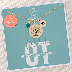 Personalized Occupational Therapist Gift Necklace for Occupational Therapist OT Jewelry Custom Birthstone Name Pendant Necklace OT Thank You