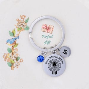 Personalized Black Sheep Keychain Cute Gift Sheep Lover Baa Baa Black Sheep Key Chain Custom Birthstone Initial Keychain Black Sheep Gift