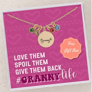 Personalized Granny Gifts Necklace Granny Grandkids Birthstone Necklace Granny Necklace Granny Gift Ideas Granny Birthday Granny Christmas