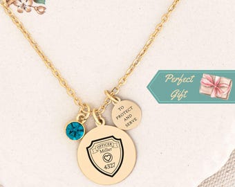 Custom Police Officer Necklace • Badge Number & Name Pendant • Law Enforcement Gift