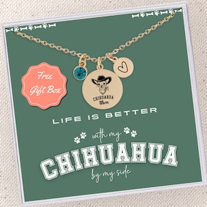 Custom Chihuahua Necklace Gift for Chihuahua Dog Mom Chihuahua Pendant Dog Breed Necklace Custom Birthstone Jewelry Gift for Chihuahua Mom